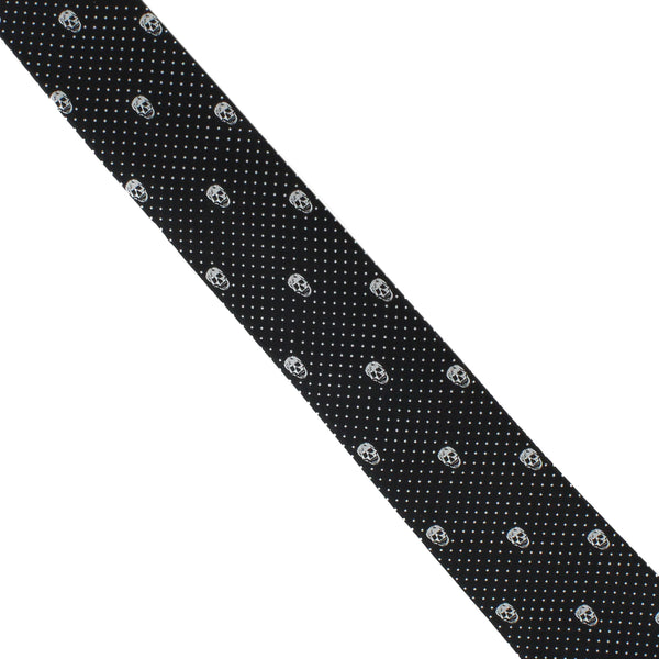 Alexander McQueen narrow silk tie in a signature skull and dot pattern