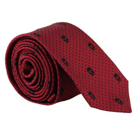 Alexander McQueen narrow silk tie in a signature skull and dot pattern