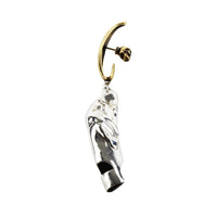 Alexander McQueen dog whistle singular earring in silver and gold