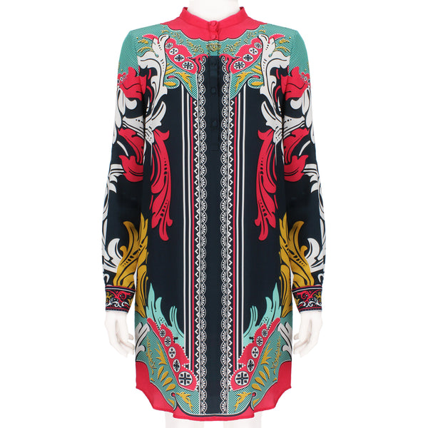 Mary Katrantzou multicoloured silk satin tunic dress