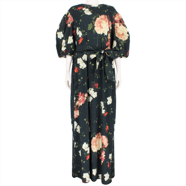 Erdem maxi dress in black jersey with a multicoloured floral print