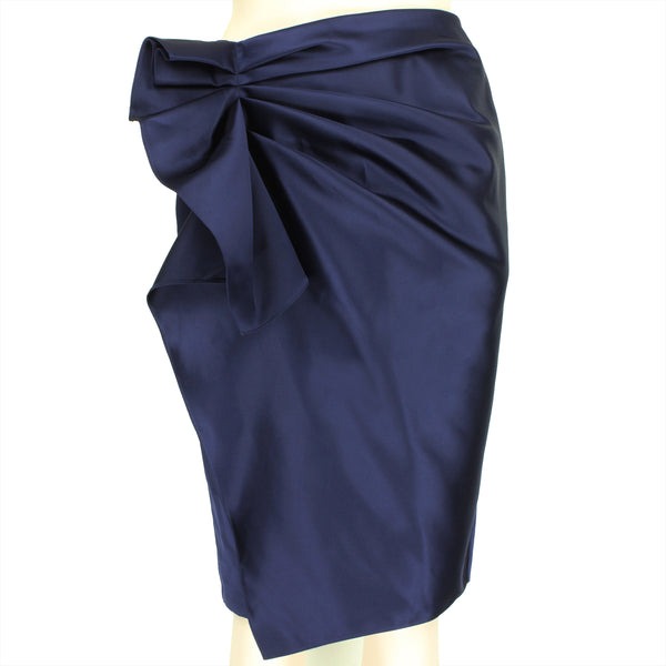 Dice Kayek luxurious pencil skirt in midnight blue satin