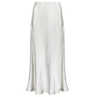 Max Mara Leisure crinkled satin skirt midi skirt in a pale grey tone