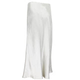 Max Mara Leisure crinkled satin skirt midi skirt in a pale grey tone