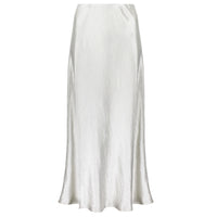 Max Mara Leisure crinkled satin skirt midi skirt in a pale grey tone