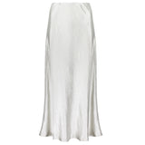 Max Mara Leisure crinkled satin skirt midi skirt in a pale grey tone