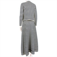 Sonia Rykiel skirt suit in a midnight blue and cream nautical stripe pattern