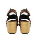 Gucci Querelle web sandals in a light cocoa tone suede