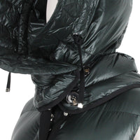 Moncler sleeveless long down jacket in a dark green tone