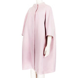 Jil Sander collarless cocoon coat in a luxurious pastel pink wool fabric