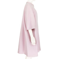 Jil Sander collarless cocoon coat in a luxurious pastel pink wool fabric