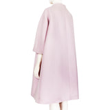 Jil Sander collarless cocoon coat in a luxurious pastel pink wool fabric