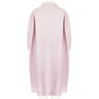 Jil Sander collarless cocoon coat in a luxurious pastel pink wool fabric