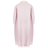 Jil Sander collarless cocoon coat in a luxurious pastel pink wool fabric