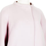 Jil Sander collarless cocoon coat in a luxurious pastel pink wool fabric