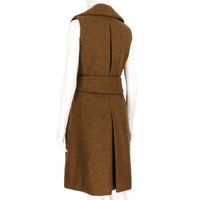 Bouchra Jarrar sleeveless coat in a luxurious gingerbread tone wool fabric