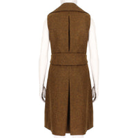 Bouchra Jarrar sleeveless coat in a luxurious gingerbread tone wool fabric