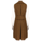 Bouchra Jarrar sleeveless coat in a luxurious gingerbread tone wool fabric