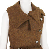 Bouchra Jarrar sleeveless coat in a luxurious gingerbread tone wool fabric