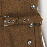 Bouchra Jarrar sleeveless coat in a luxurious gingerbread tone wool fabric