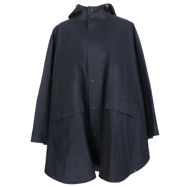 Hermès Allure rain cape in dark indigo waterproof cotton blend fabric