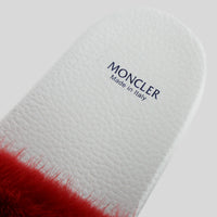 Moncler Jeanne signature tri-colour slides in mink covered leather