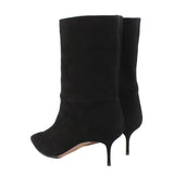 Aquazzura Very Boogie Bootie mid-heel ankle boots in black suede