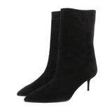 Aquazzura Very Boogie Bootie mid-heel ankle boots in black suede