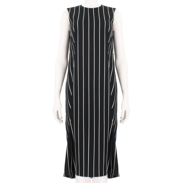 Balenciaga bold pinstripe dress in a luxuriously thick twill cotton