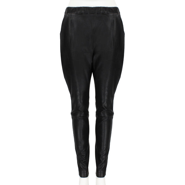 The Row lambskin leather carrot pants in a minimalist silhouette