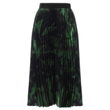 Off-White accordion pleated skirt in a green botanical print