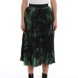 Off-White accordion pleated skirt in a green botanical print