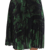 Off-White accordion pleated skirt in a green botanical print