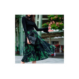 Off-White accordion pleated skirt in a green botanical print