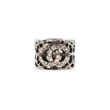 Chanel CC ring gunmetal and crystal