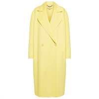 Stella McCartney long double breasted coat<br>Crafted in a sherbet yellow tone from tracable RWS wool