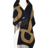 Hermes Casaque Grand Mors cashmere scarf in the marine and bronze colourway