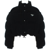 Prada&nbsp;cropped down jacket in a sumptuous black velvet