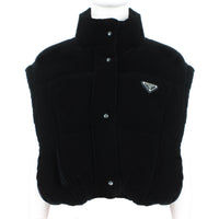 Prada cropped down jacket in a sumptuous black velvet