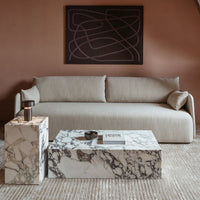 Designed by Norm Architects this Plinth coffee table in beautifully constructed in Calacatta Viola marble