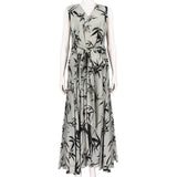 Raey luxurious silk midi day dress in a weave and bamboo print