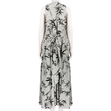 Raey luxurious silk midi day dress in a weave and bamboo print