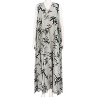 Raey luxurious silk midi day dress in a weave and bamboo print