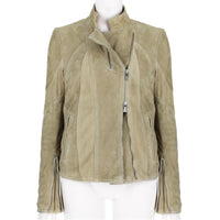 Versace Jeans Couture suede biker jacket in a biscuit tone