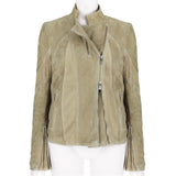 Versace Jeans Couture suede biker jacket in a biscuit tone