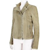 Versace Jeans Couture suede biker jacket in a biscuit tone