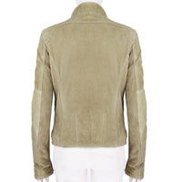 Versace Jeans Couture suede biker jacket in a biscuit tone