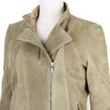 Versace Jeans Couture suede biker jacket in a biscuit tone
