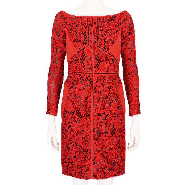 J. Mendel tailored fit dress in a lace panel construction