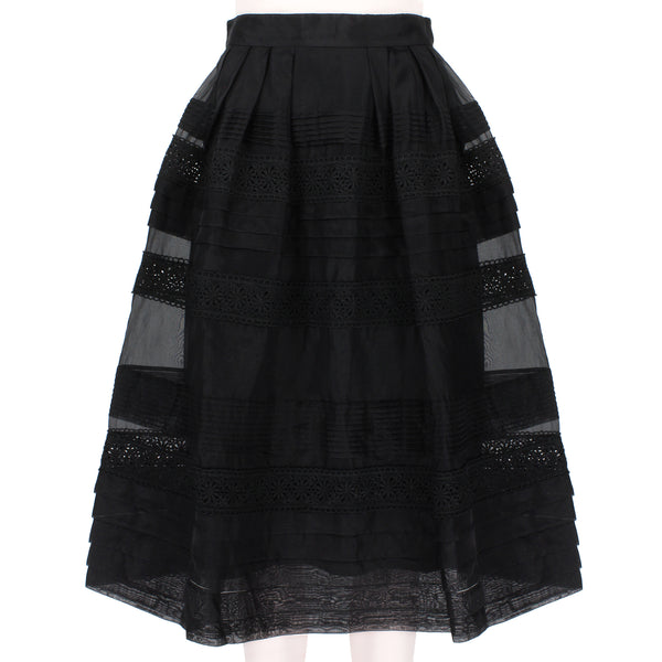 Temperley London skirt in black silk chiffon